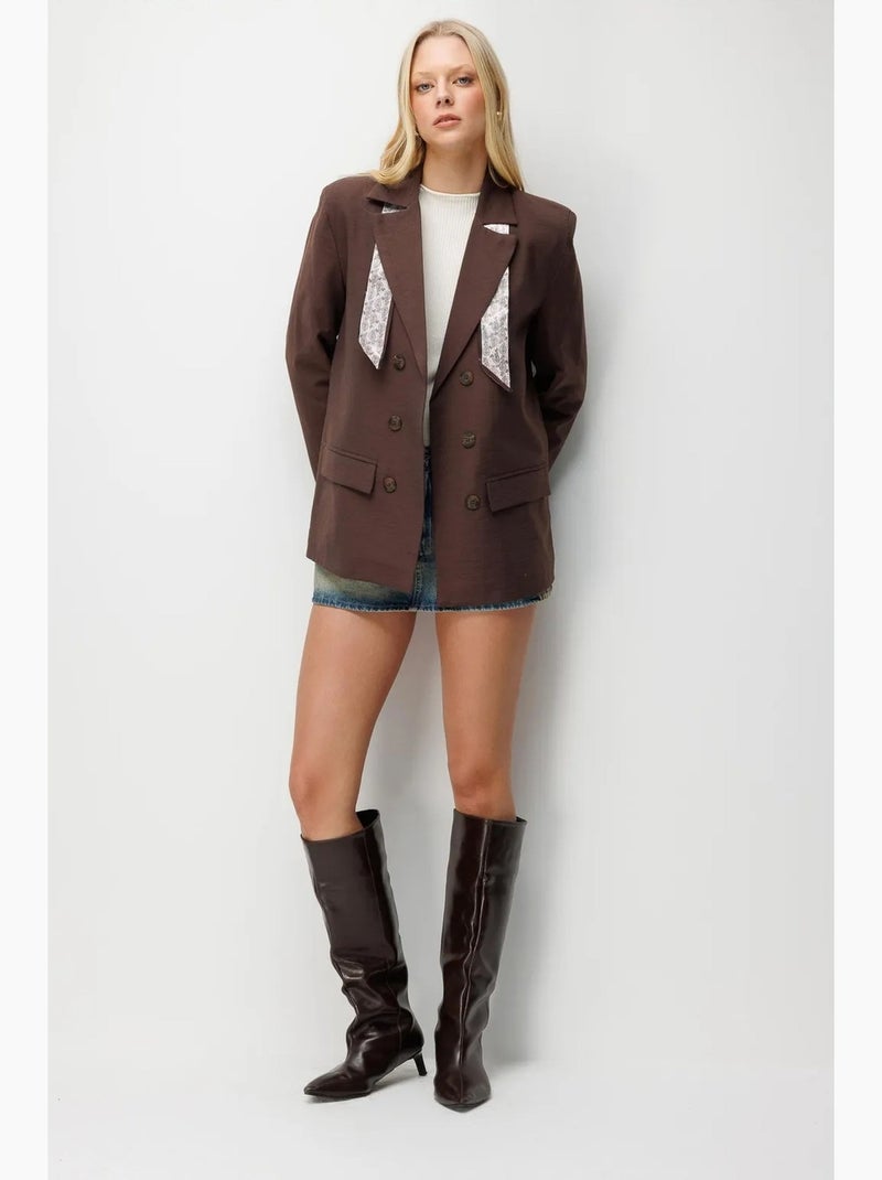 Blazer à manches longues et patch mixray Marron foncé - Kiabi