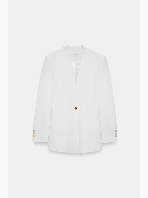 Blazer ajusté en crêpe à bouton dilvin - Kiabi Blazer ajusté en crêpe à bouton dilvin - Kiabi