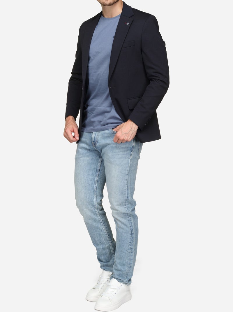 Blazer casual col tailleur Bleu - Kiabi