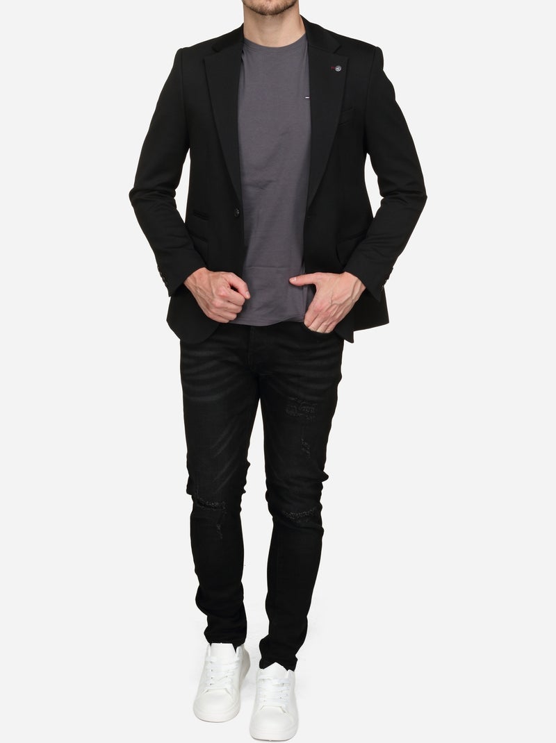 Blazer casual col tailleur Noir - Kiabi