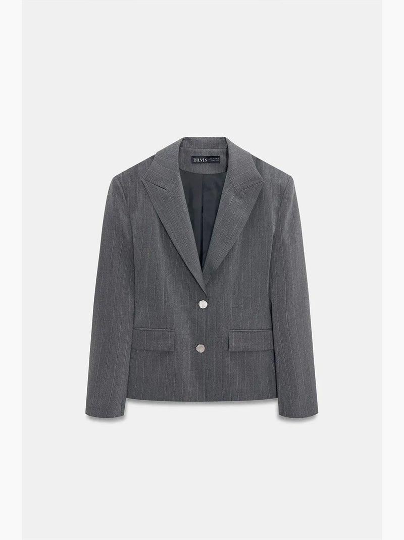 Blazer cintré en crêpe à col châle dilvin Gris moyen - Kiabi