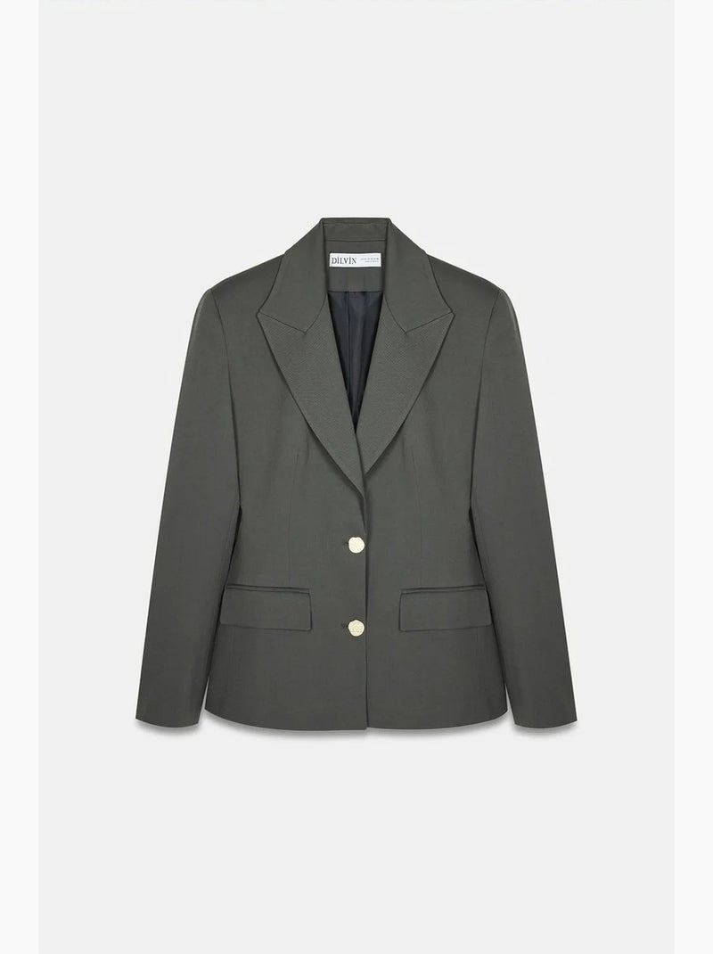 Blazer cintré en crêpe à col châle dilvin Gris Noir - Kiabi