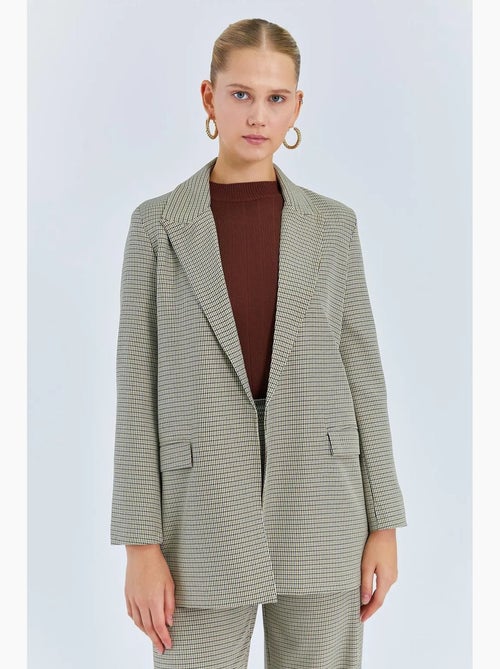 Blazer long en crêpe à carreaux mixray - Kiabi Blazer long en crêpe à carreaux mixray - Kiabi