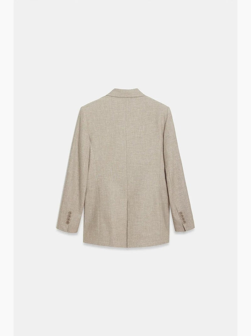 Blazer long en crêpe à col châle dilvin Beige argile - Kiabi
