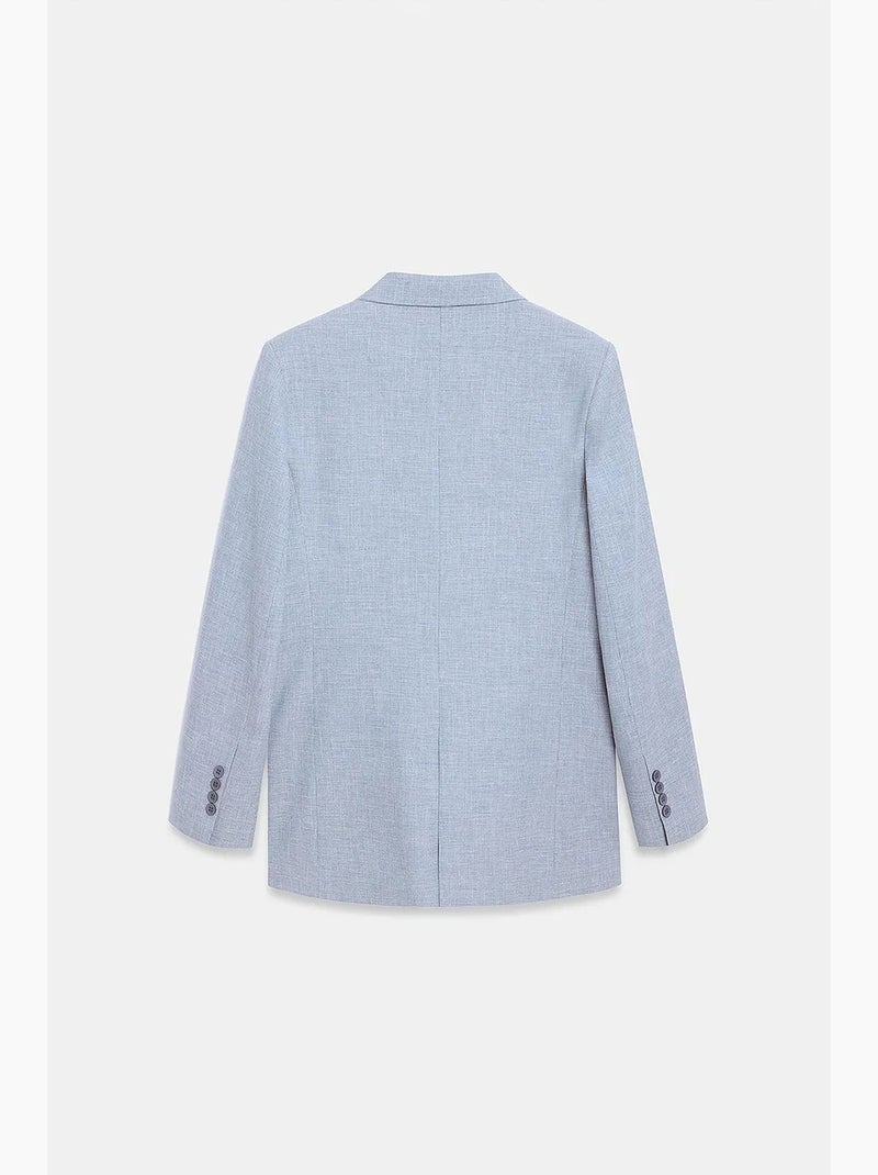 Blazer long en crêpe à col châle dilvin Bleu pastel - Kiabi
