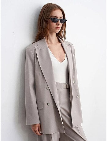 Blazer long en crêpe à col châle dilvin