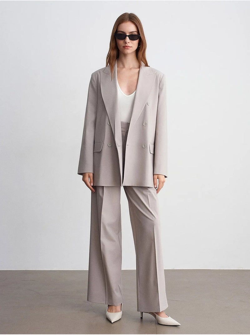 Blazer long en crêpe à col châle dilvin Gris clair - Kiabi