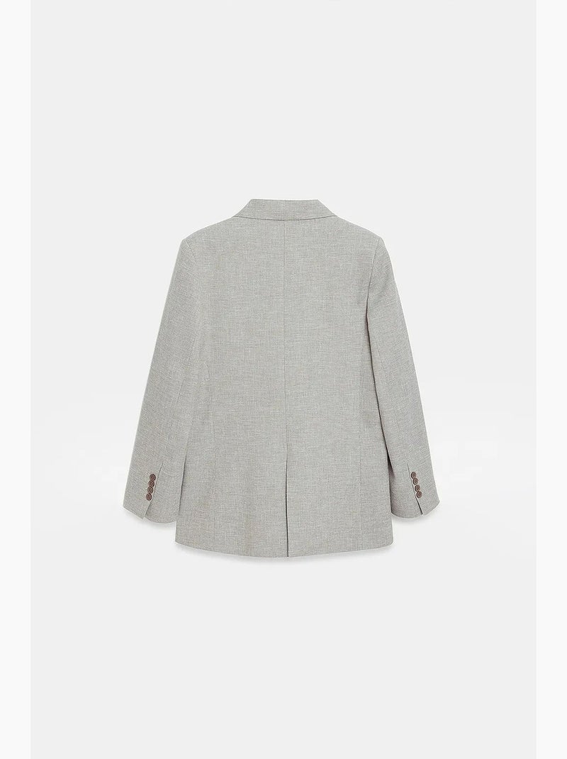 Blazer long en crêpe à col châle dilvin Gris clair - Kiabi