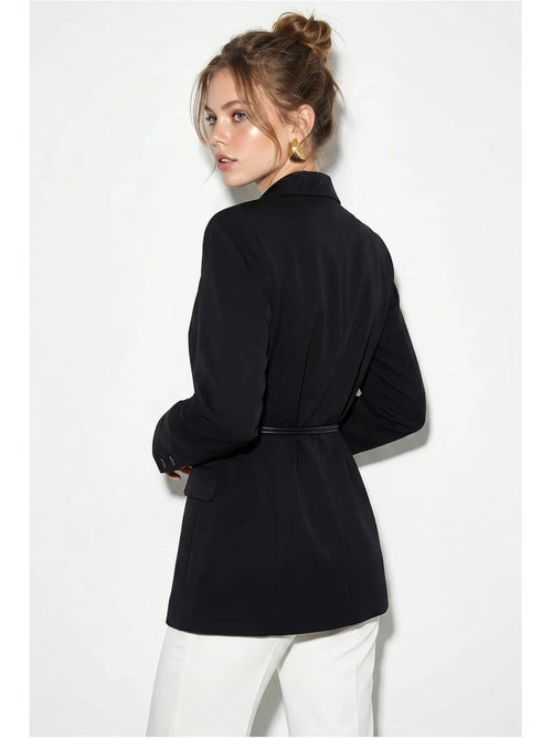 Blazer long en crêpe à col châle lucci - Kiabi Blazer long en crêpe à col châle lucci - Kiabi