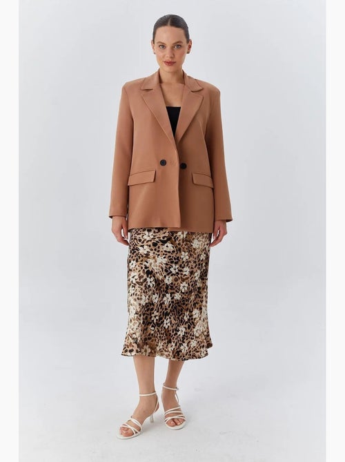 Blazer long en similicuir avec fermeture boutonnée mixray - Kiabi Blazer long en similicuir avec fermeture boutonnée mixray - Kiabi