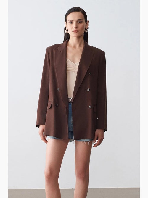 Blazer long en tencel à col châle dilvin - Kiabi