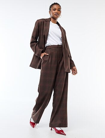 Blazer manches longues à carreaux