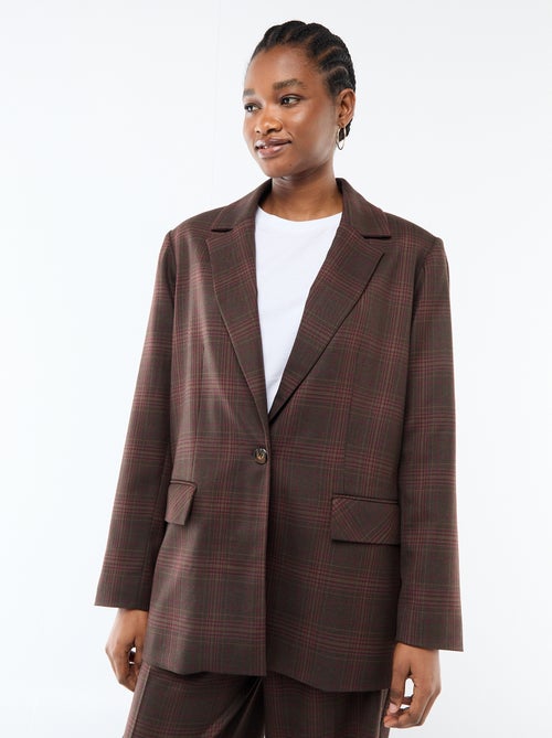 Blazer manches longues à carreaux - Kiabi