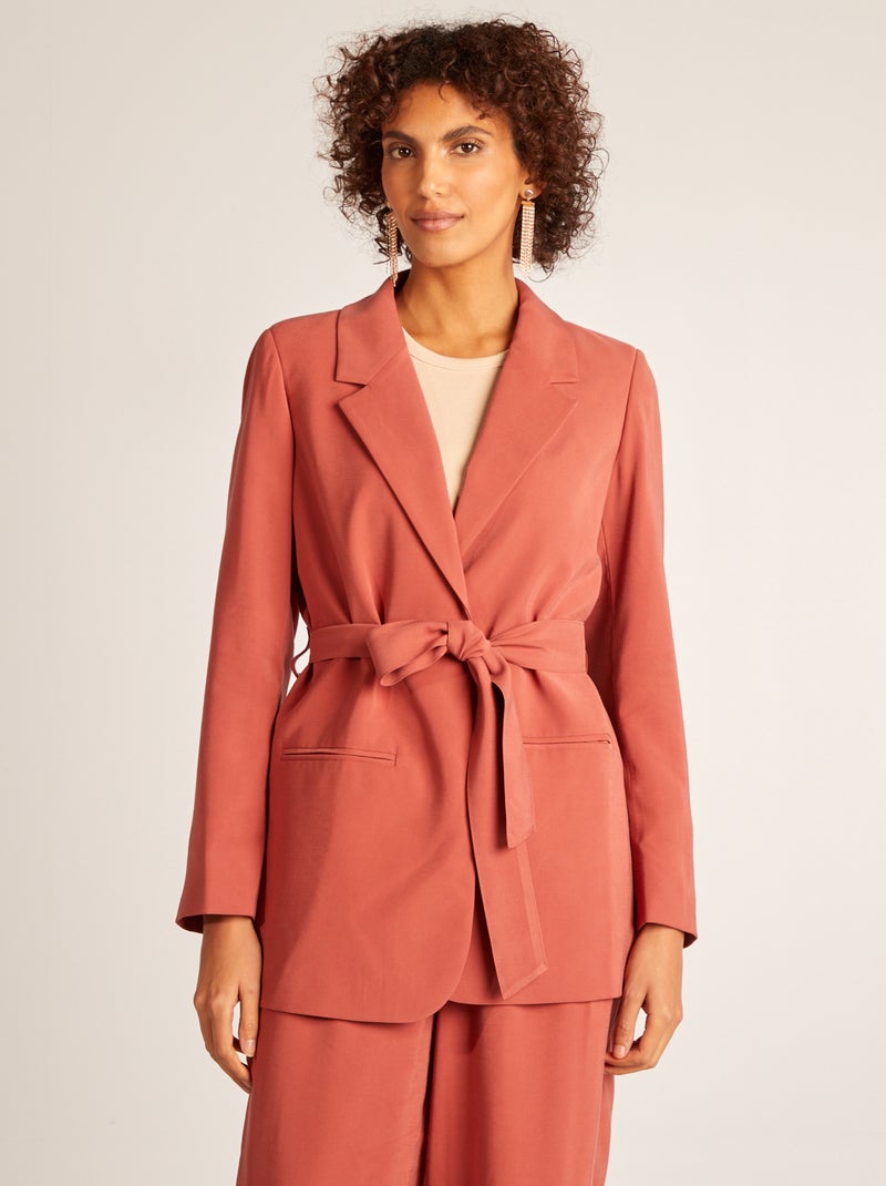Blazer met knoopceintuur ROOD - Kiabi