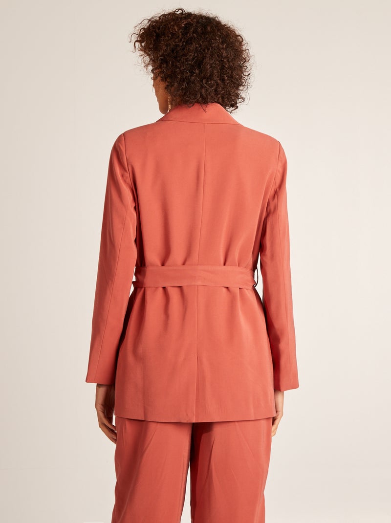 Blazer met knoopceintuur ROOD - Kiabi