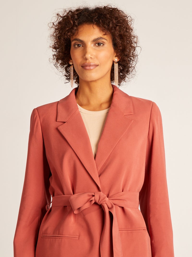 Blazer met knoopceintuur ROOD - Kiabi
