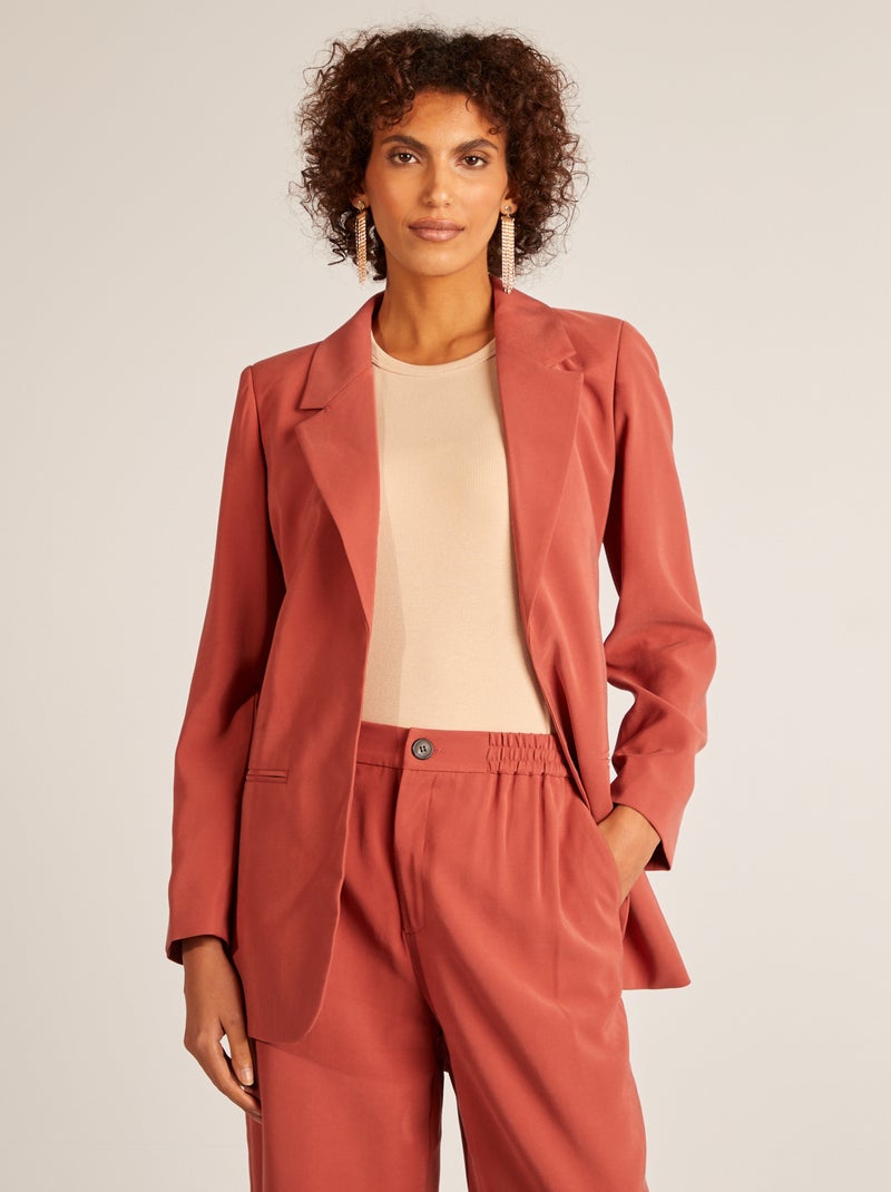 Blazer met knoopceintuur ROOD - Kiabi