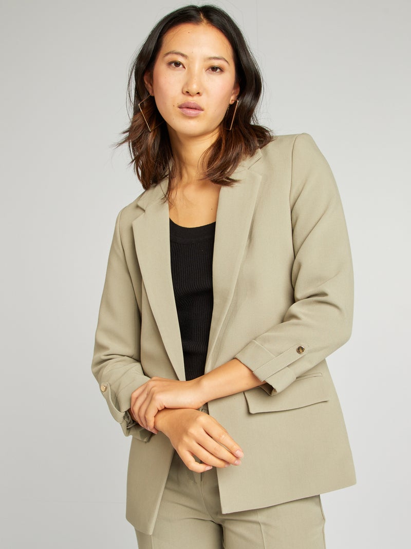 Blazer met opgetrokken mouwen GROEN - Kiabi