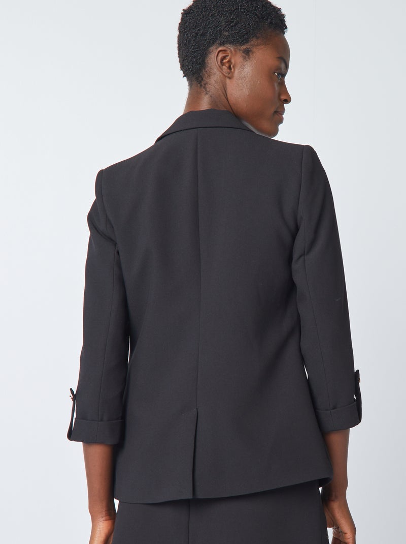 Blazer met opgetrokken mouwen zwart - Kiabi