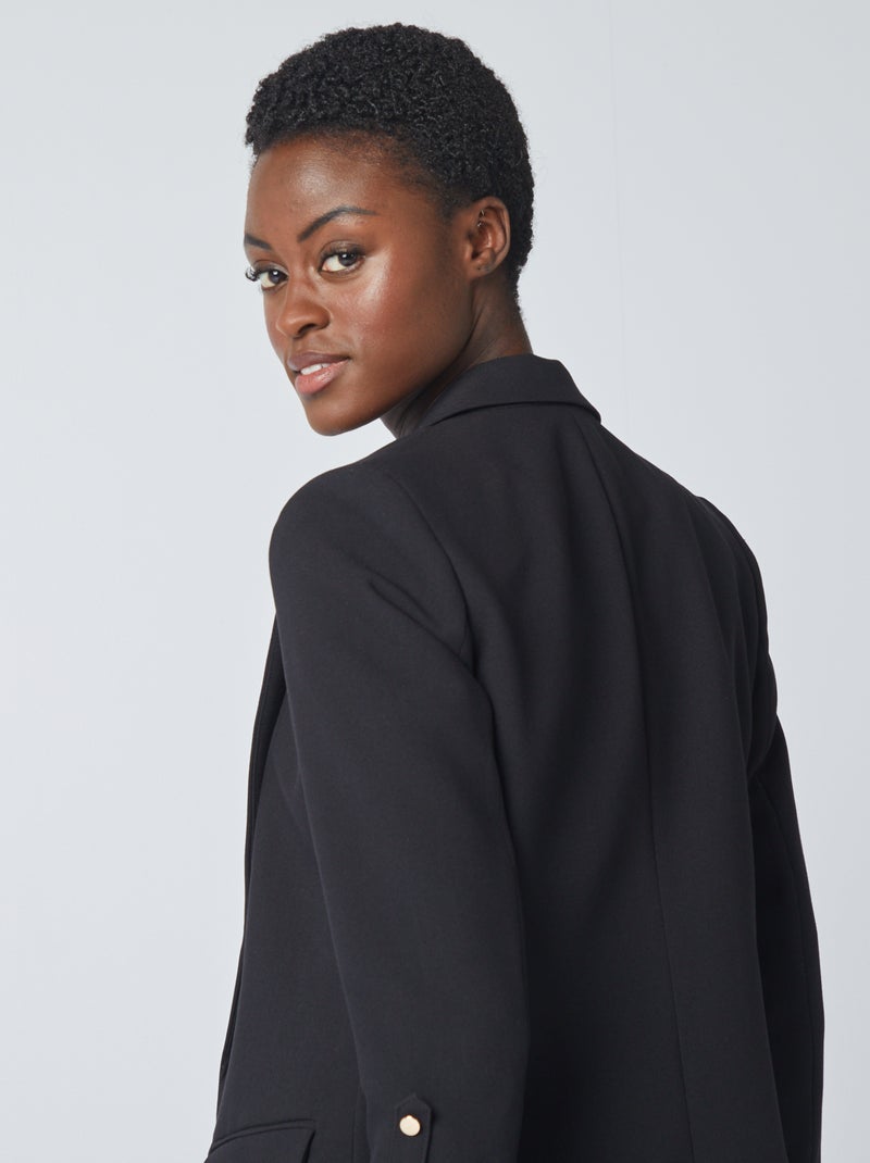 Blazer met opgetrokken mouwen zwart - Kiabi