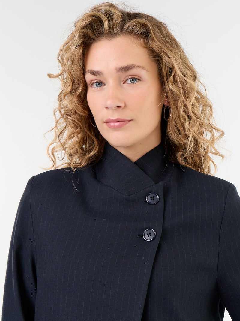 Blazer met opstaande kraag en overslageffect Blauw - Kiabi
