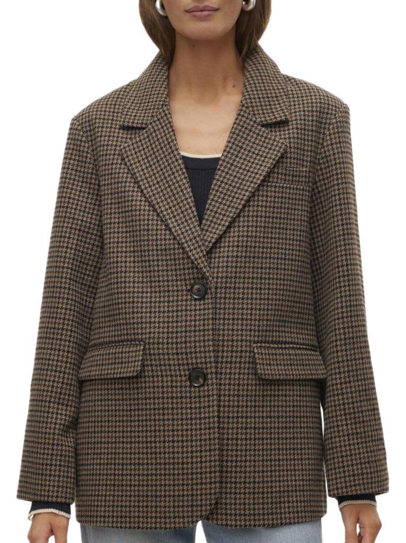 Blazer Pied poule Femme Vero Moda Marron cappuccino - Kiabi