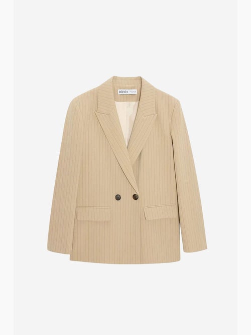 Blazer rayé en crêpe à col châle dilvin - Kiabi Blazer rayé en crêpe à col châle dilvin - Kiabi