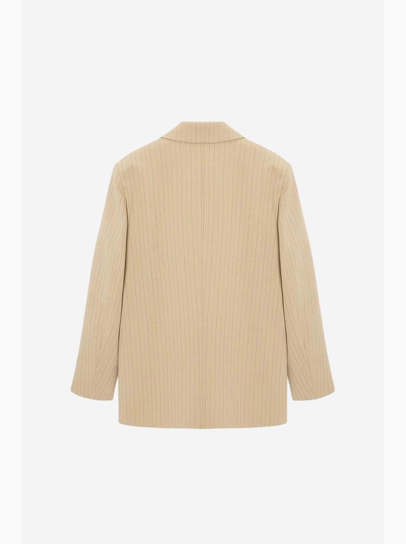 Blazer rayé en crêpe à col châle dilvin Beige argile - Kiabi