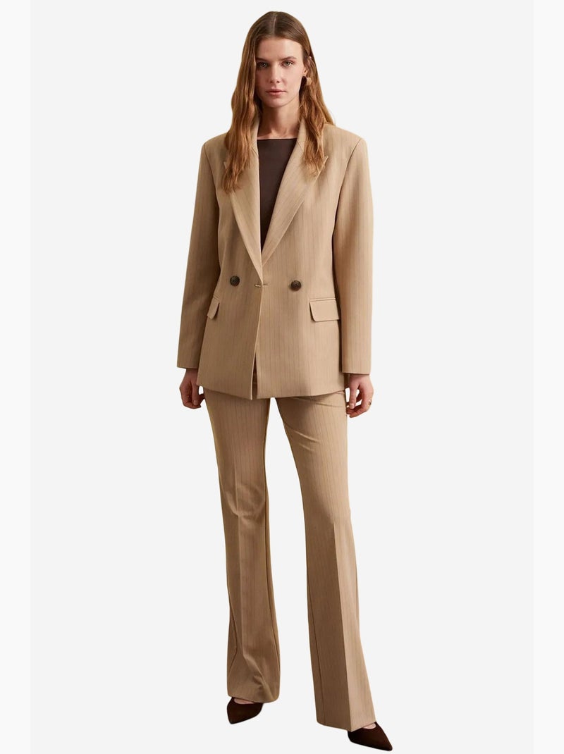 Blazer rayé en crêpe à col châle dilvin Beige argile - Kiabi