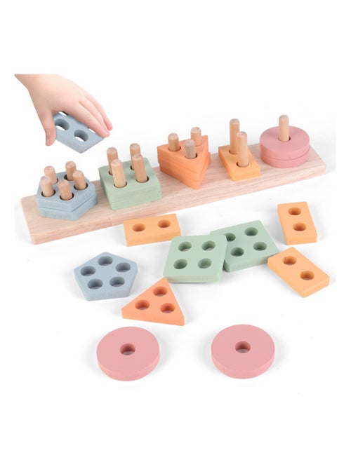 Blocs en bois à empiler - Jeu d'éveil | SUPERBE BEBE - Kiabi