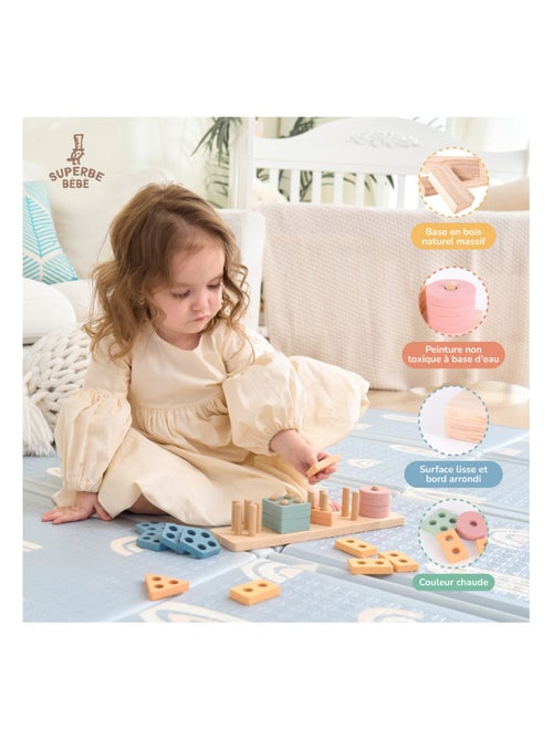 Blocs en bois à empiler - Jeu d'éveil | SUPERBE BEBE - Kiabi