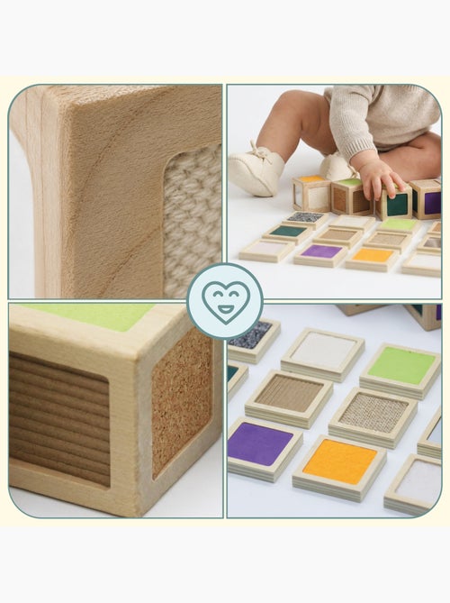 Blocs sensoriels bois enfant 5x5cm 4 cubes 12 tuiles textures mamabrum - Kiabi Blocs sensoriels bois enfant 5x5cm 4 cubes 12 tuiles textures mamabrum - Kiabi
