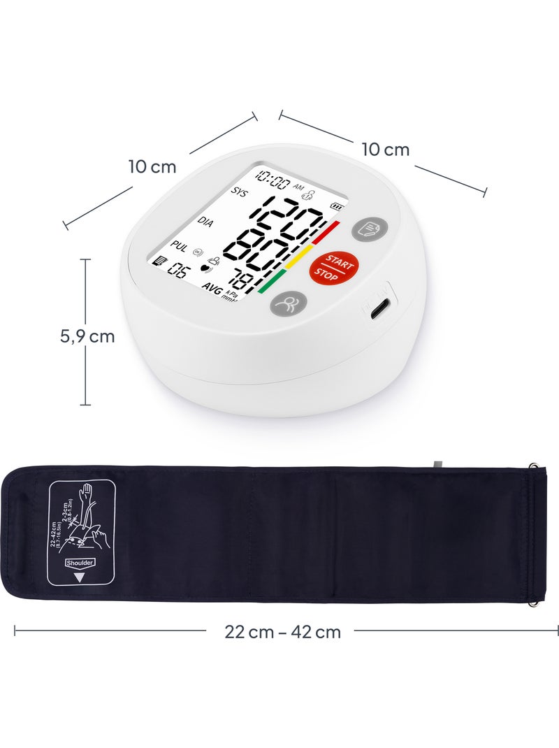 Bloeddrukmeter LIONELO Pulso - Gecertificeerd - XL-manchet 22-42cm - Geheugen 2x120 Wit - Kiabi