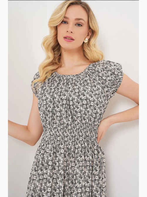Bloemen a-lijn maxi-jurk met elastische details bdart - Kiabi Bloemen a-lijn maxi-jurk met elastische details bdart - Kiabi