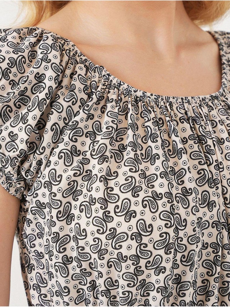 Bloemen a-lijn maxi-jurk met elastische details bdart Zwart - Kiabi