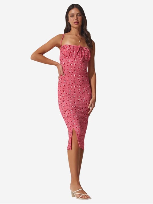 Bloemen bodycon midi-jurk met split istanbul - Kiabi Bloemen bodycon midi-jurk met split istanbul - Kiabi