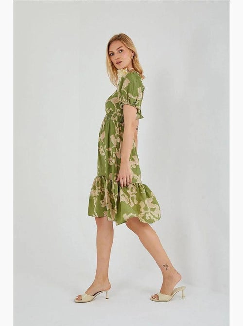 Bloemen midi-jurk met ruches, off-shoulder en strikdetail mixray - Kiabi Bloemen midi-jurk met ruches, off-shoulder en strikdetail mixray - Kiabi