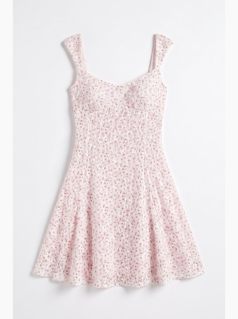 Bloemen mini-jurk met hartkraag hiccup Lichtroze - Kiabi