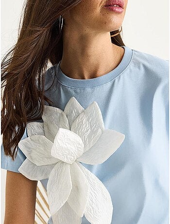 Bloemenaccessoire katoenen t-shirt met korte mouwen lucci