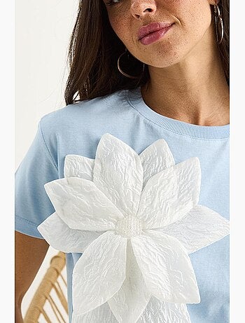 Bloemenaccessoire katoenen t-shirt met korte mouwen lucci