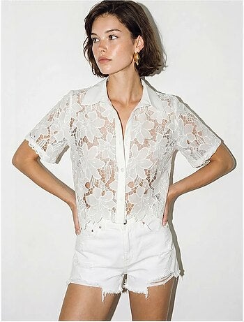 Bloemenblouse van kant met knoopsluiting lucci