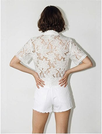 Bloemenblouse van kant met knoopsluiting lucci