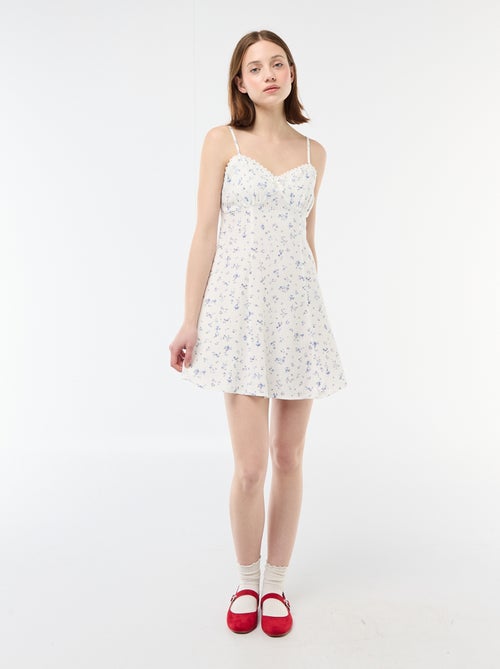 Bloemenjurk van gemengd linnen - Kiabi