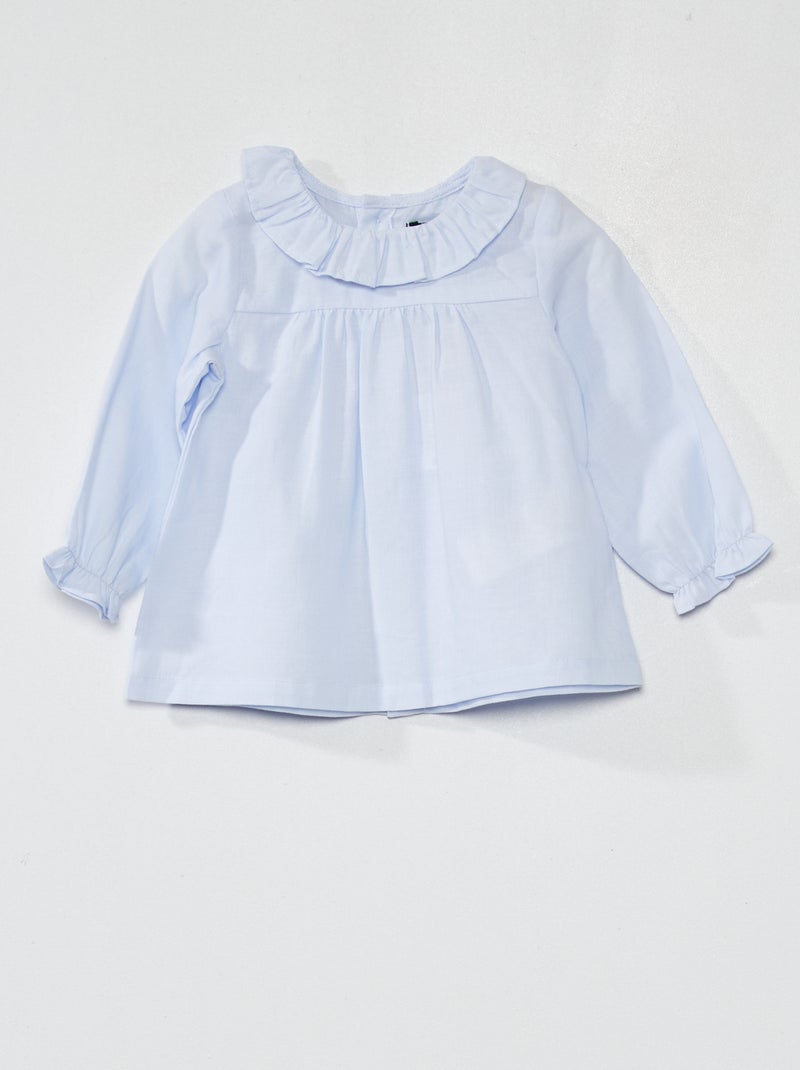 Bloesje van katoenen voile BLAUW - Kiabi