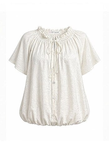 Blouse à col rond à imprimé paisley avec détail nouée mixray
