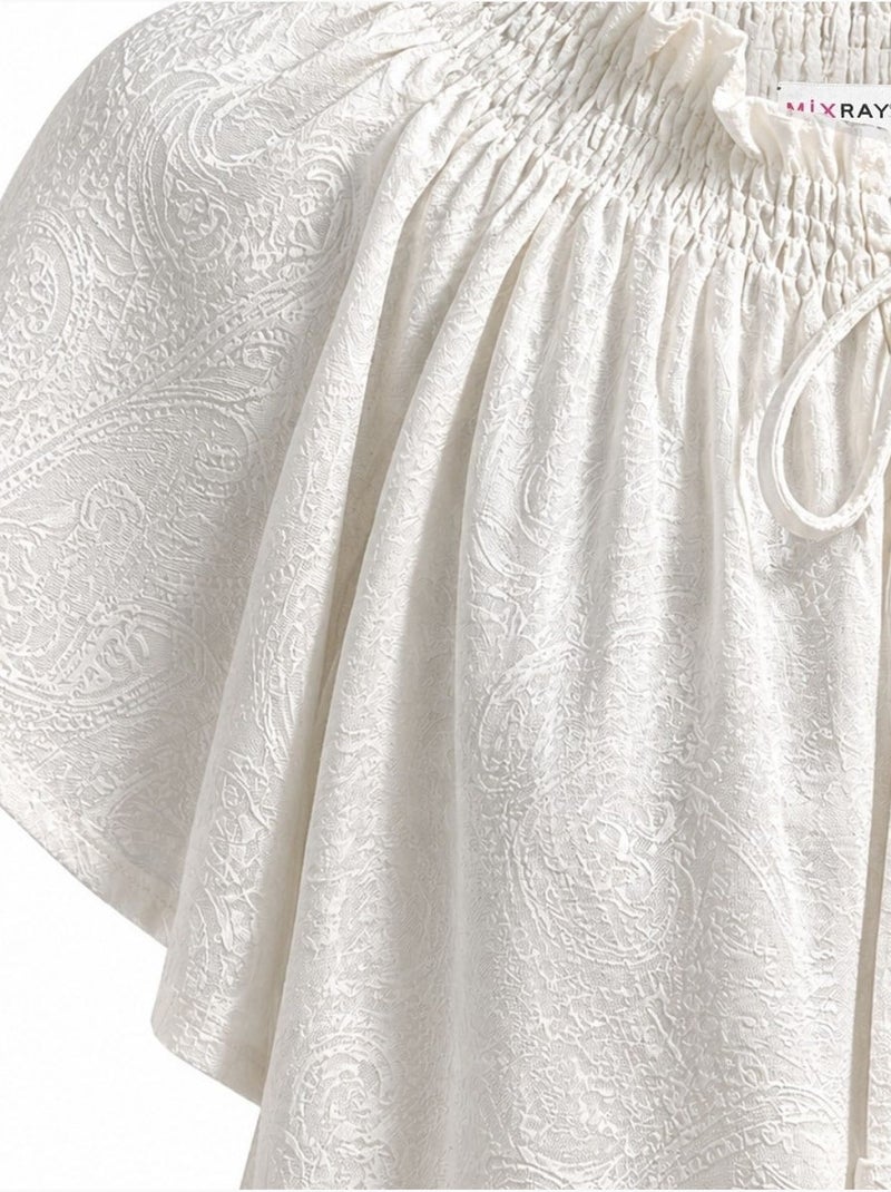 Blouse à col rond à imprimé paisley avec détail nouée mixray Ivoire - Kiabi