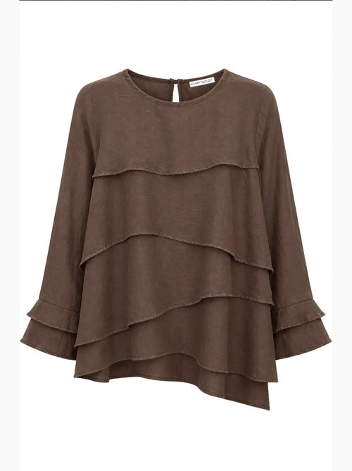 Blouse à col rond à manches longues avec volants mixray - Kiabi