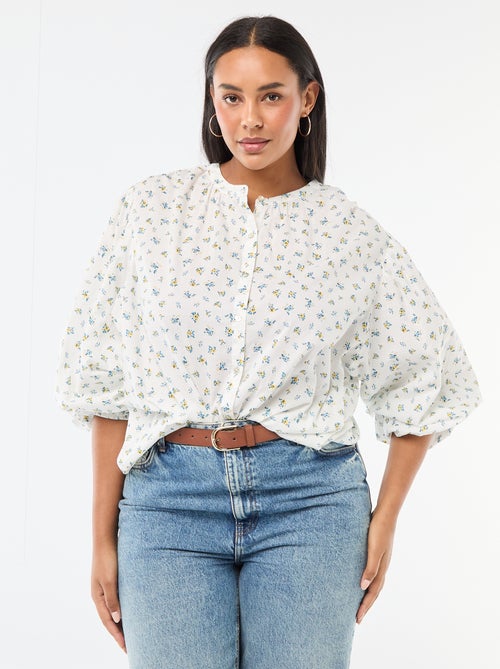 Blouse à col rond et manches longues - Kiabi