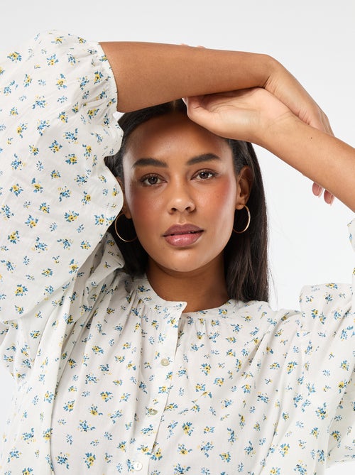 Blouse à col rond et manches longues - Kiabi