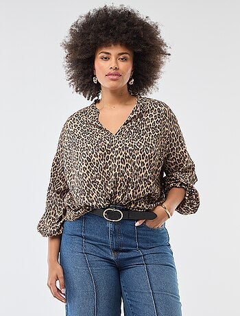 Blouse à col V avec motif allover